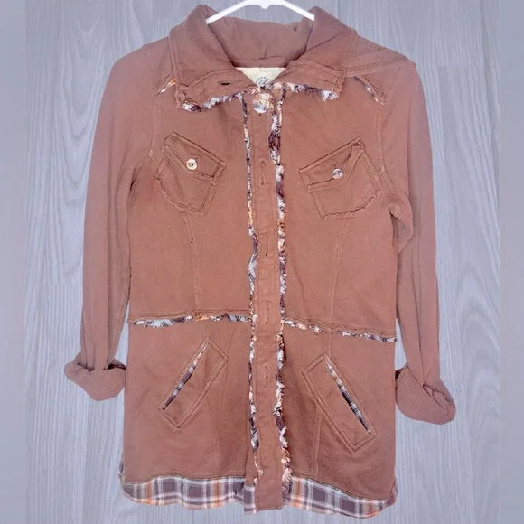 American Rag Brown Frayed Trim Jacket - Picture 2 of 9